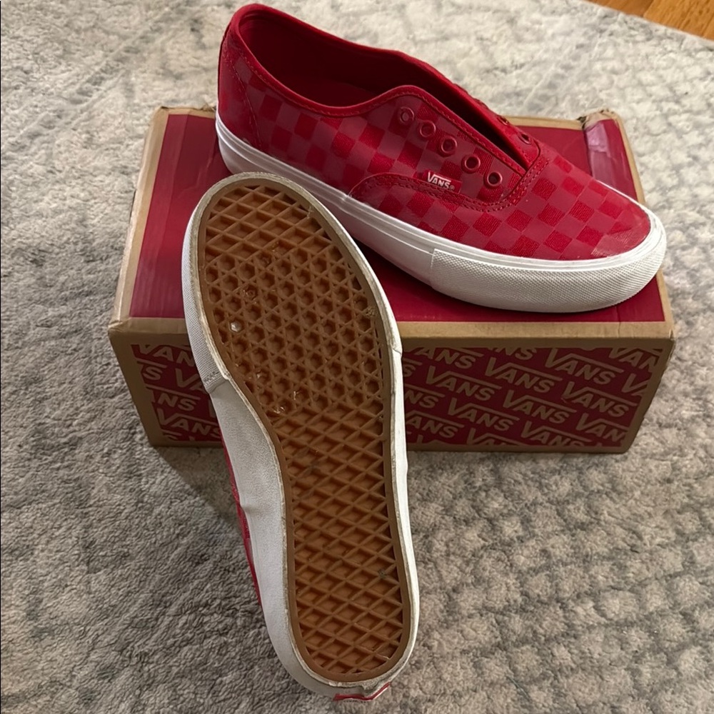 Vans Red and White Checkered Shoes (Reflective)